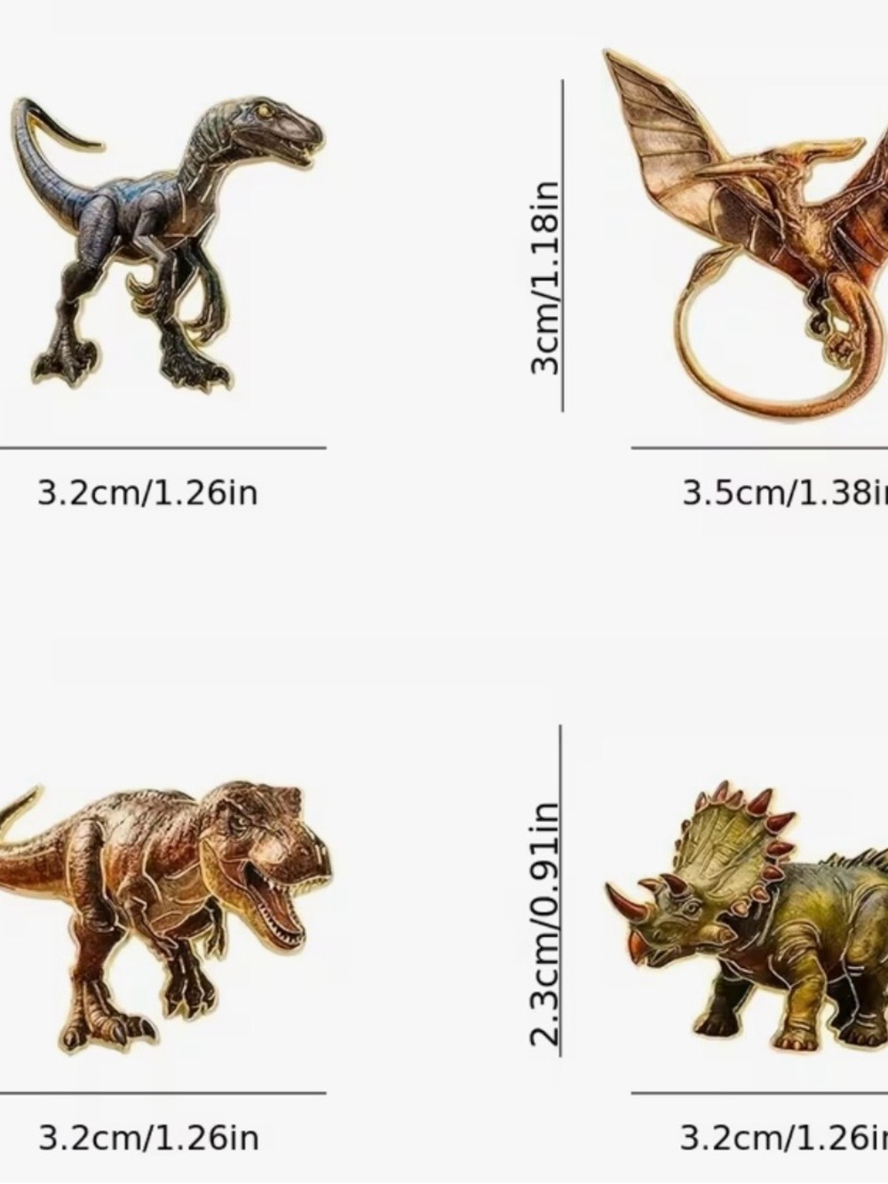 Boutique Bundle: 4 Detailed Jurassic Dinosaur Enamel Lapel Pins - Picture 13 of 13